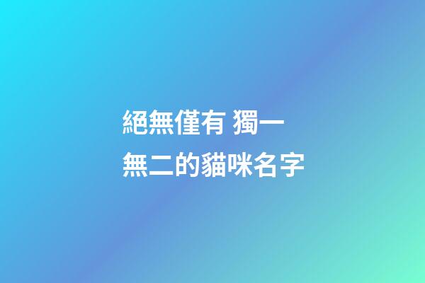 絕無僅有 獨一無二的貓咪名字